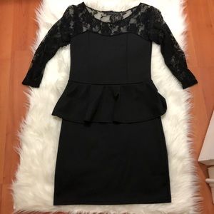 Black Lace Peplum Dress
